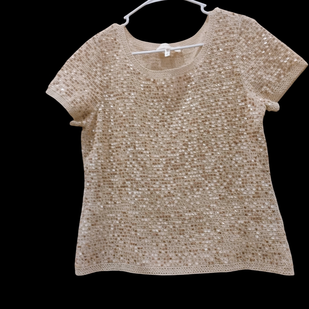 Escada Sparkling Beige Sequin Top
